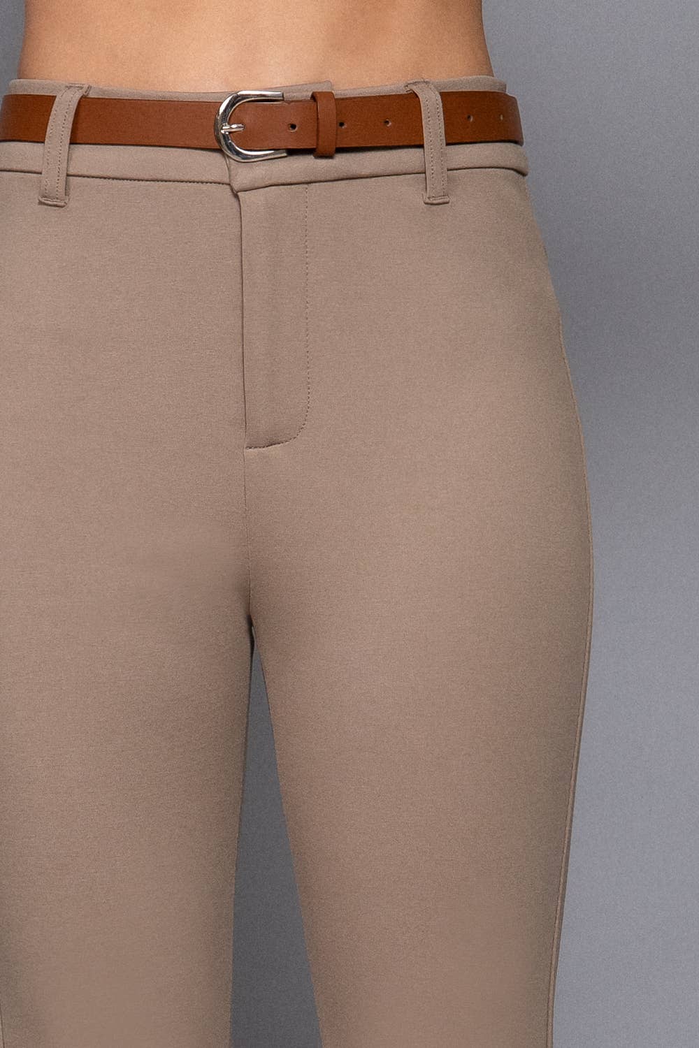 Active Basic | Active USA - Semi Flare Ponte Pants with Leather Belt