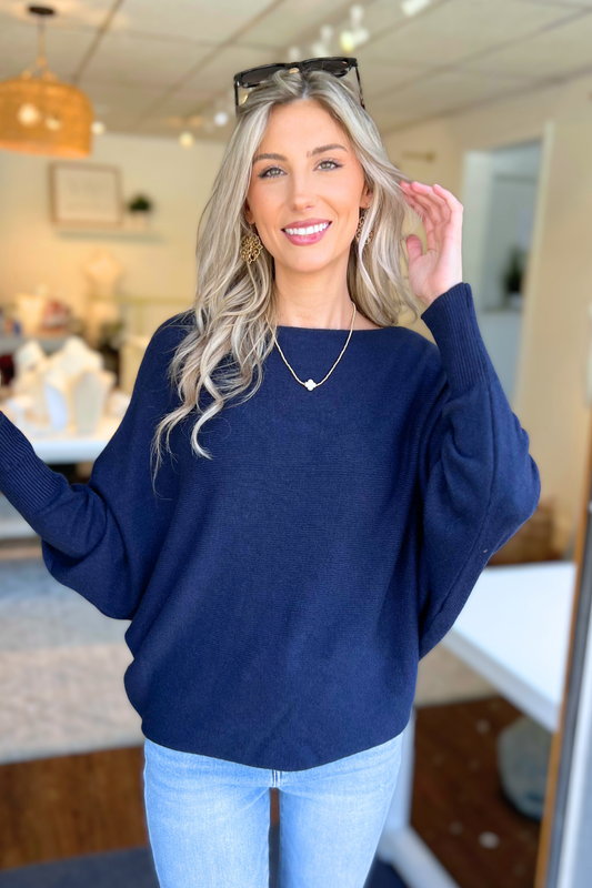 THE PERFECT CASHMERE BLEND SWEATER, Navy (IN STOCK!)
