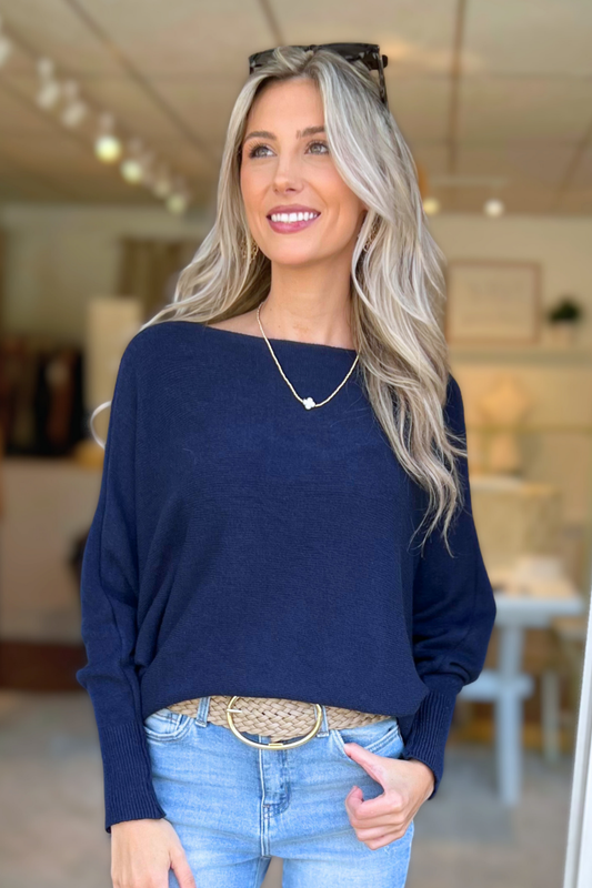 THE PERFECT CASHMERE BLEND SWEATER, Navy (IN STOCK!)