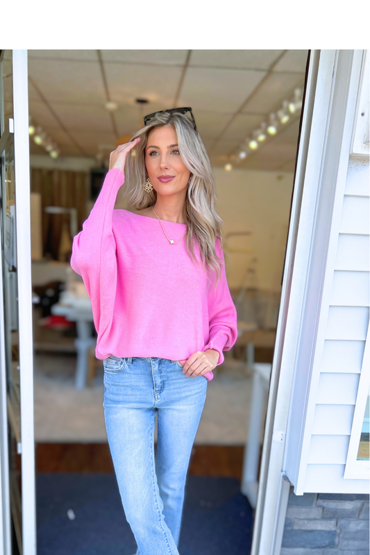 THE PERFECT CASHMERE BLEND SWEATER, Lt Fuchsia (SHIPS IN 2-3 DAYS!)