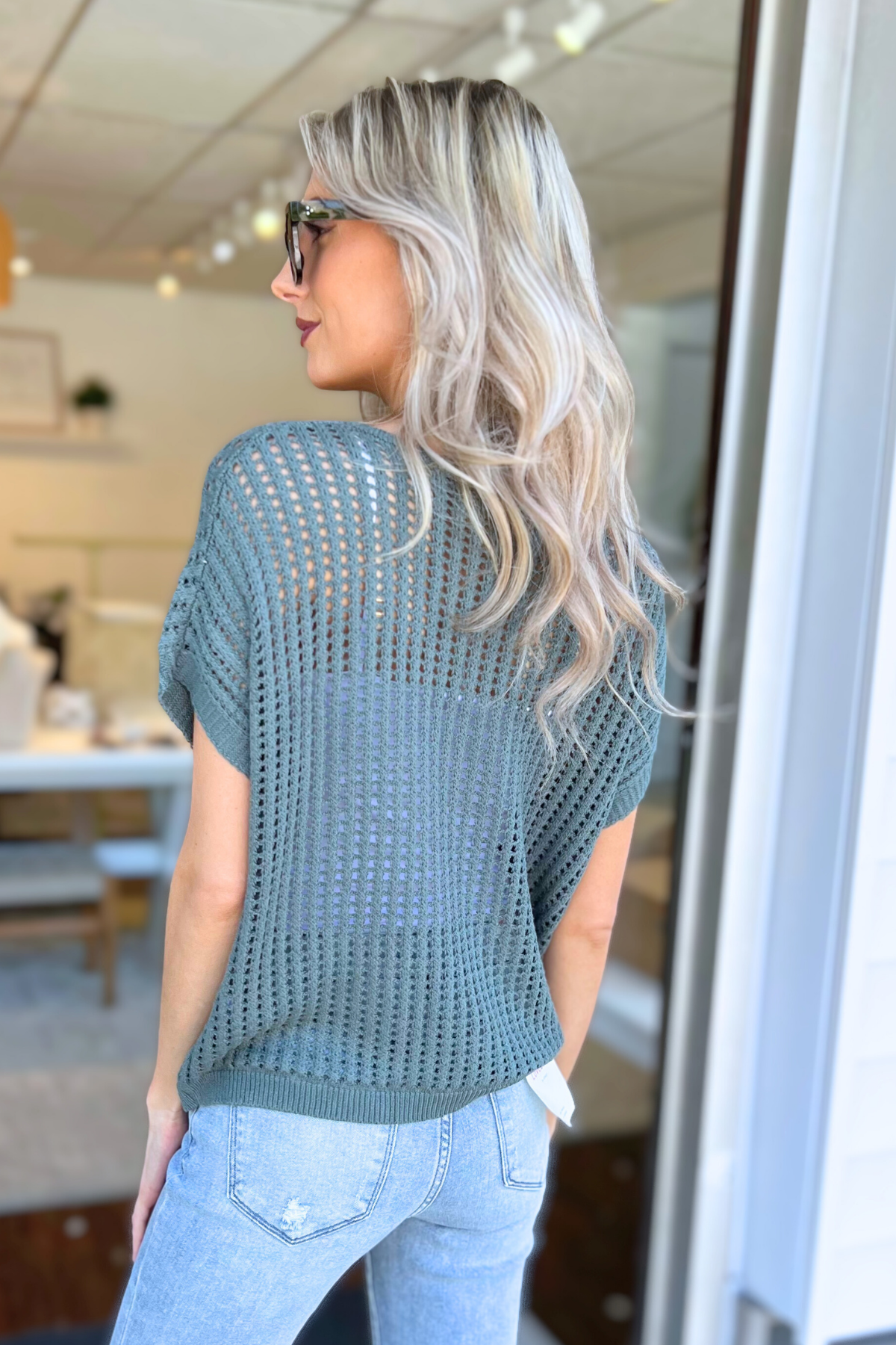 ZENANA 42 - Crochet Knit Sheer Hollow Sweater