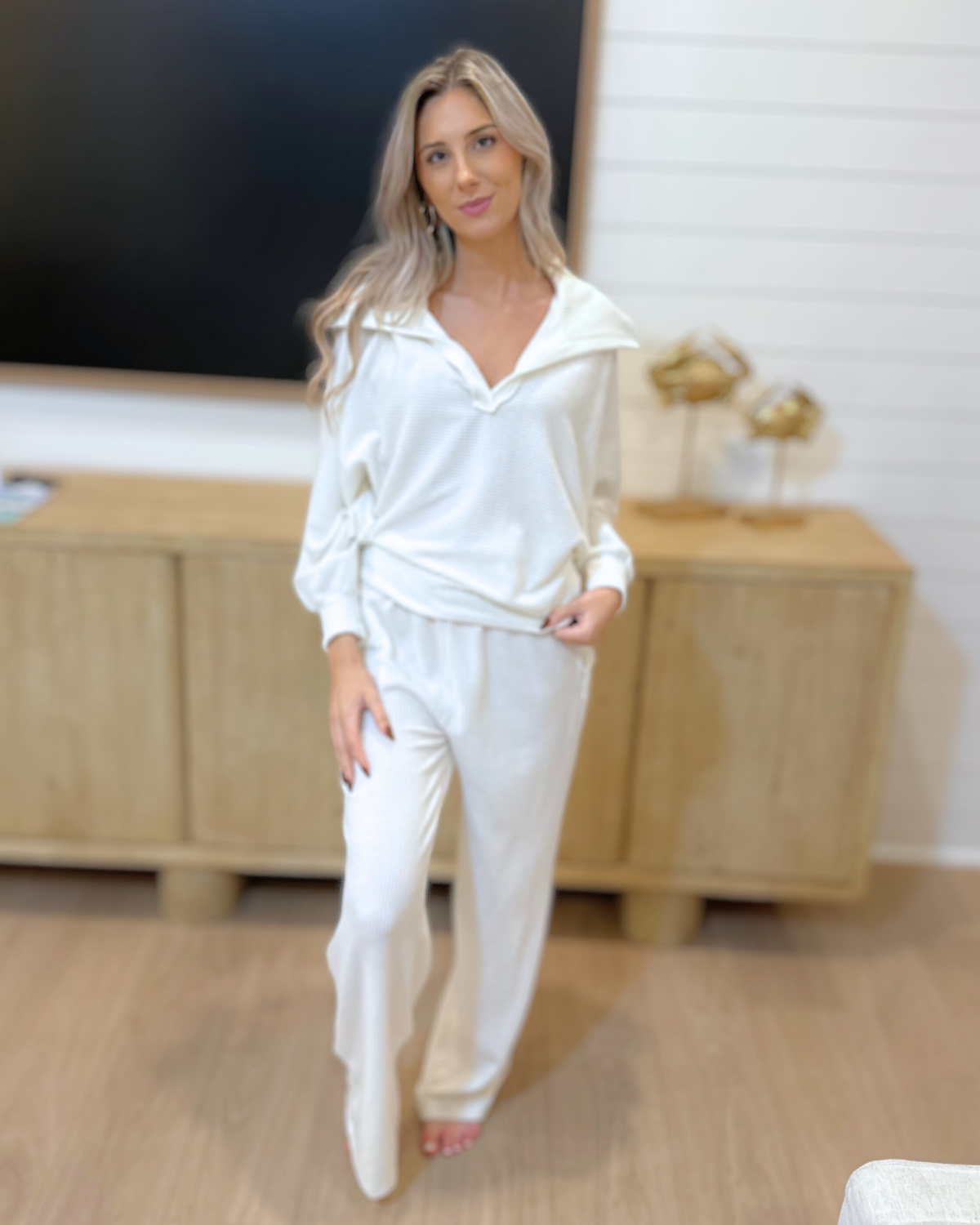 Brushed Collar Pants, Off White