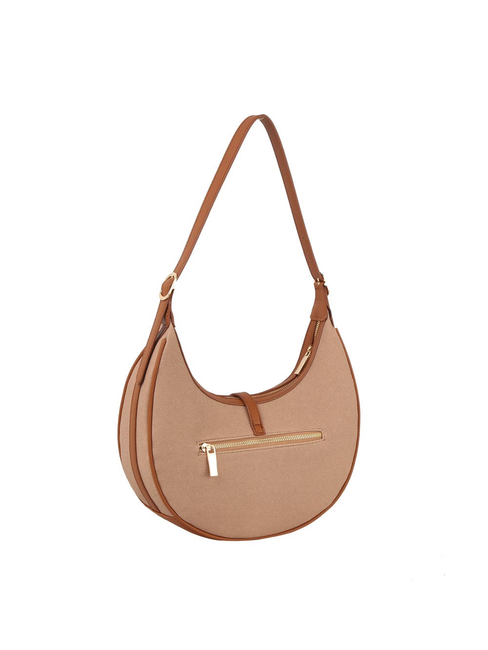 HR CORP - Calin collection Canvas Vegan Leather Crescent Shoulder bag