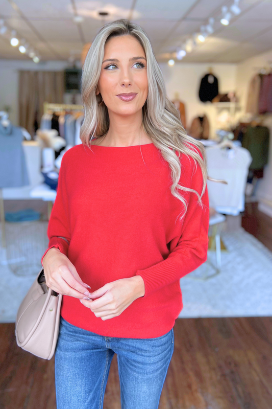THE PERFECT CASHMERE BLEND SWEATER, Red  (IN STOCK!)