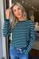 STACCATO - STRIPED WAFFLE SWEATER : TEAL