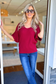 V-Neck Short Sleeve Dolman Sweater by Zenana
