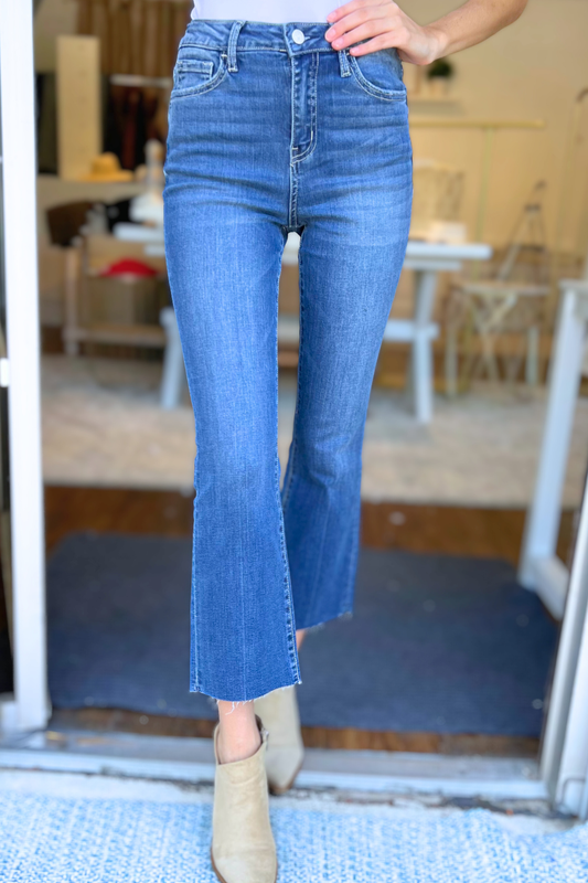 Lovervet by VERVET - HIGH RISE RAW HEM KICK FLARE JEANS LV1705