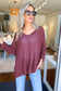ADORA - Loose Fit V-Neck Boyfriend Sweater, Burgundy