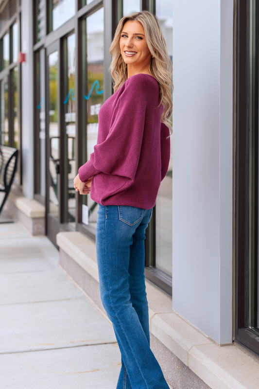 THE PERFECT CASHMERE BLEND SWEATER, Plum  (SHIPS IN 2-3 DAYS!)