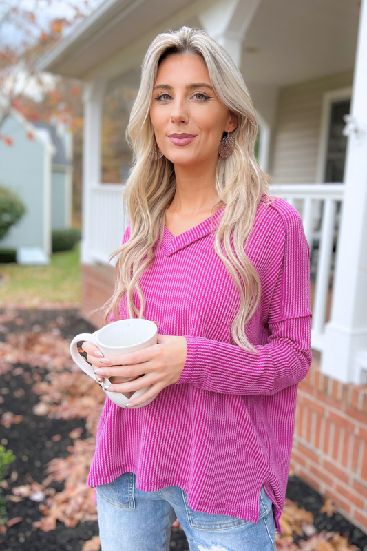 The Emily Corded Top, Plum (SHIPS IN 2-3 WEEKS)