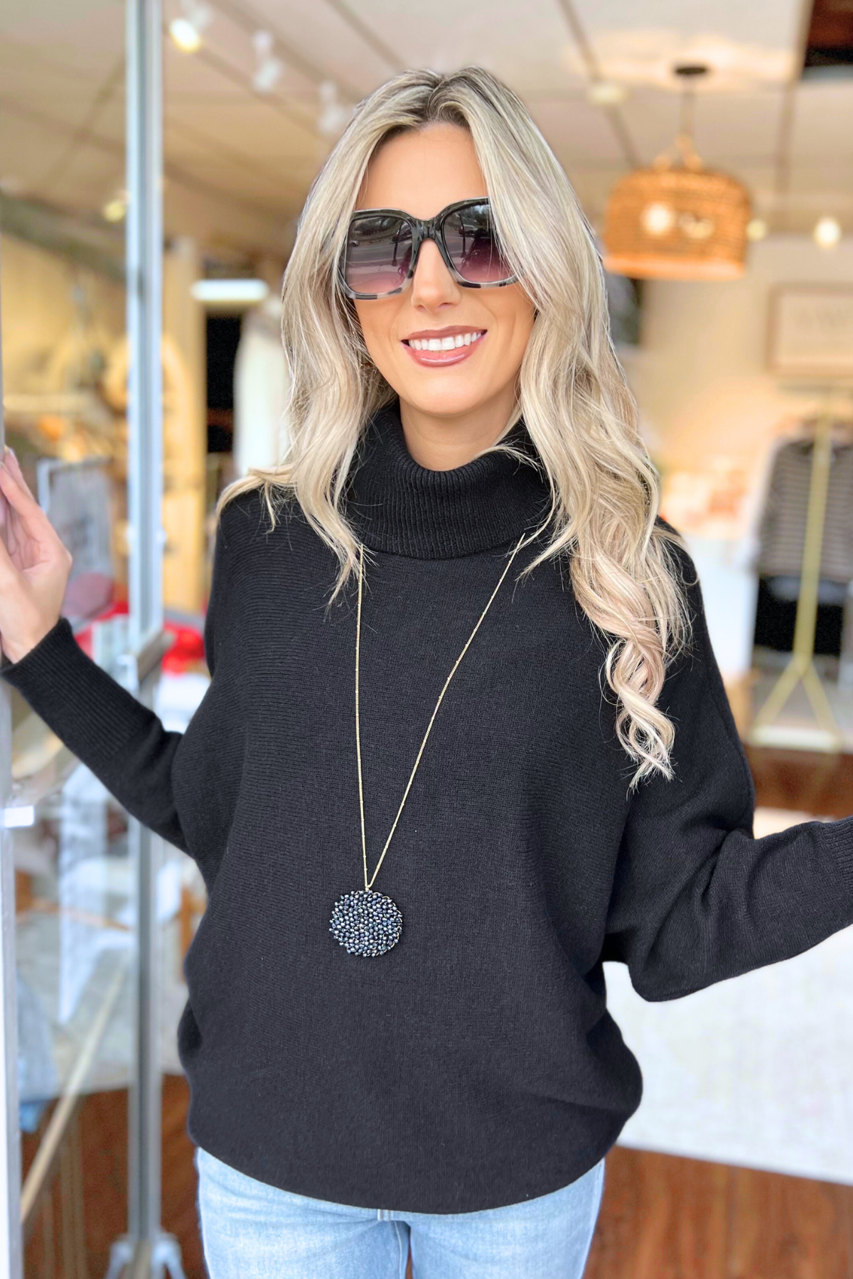 THE PERFECT CASHMERE BLEND TURTLENECK SWEATER, Black (SHIPS IN 2-3 WEEKS)
