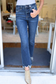 VERVET by FLYING MONKEY - HIGH RISE FRAYED HEM KICK FLARE JEANS T5414