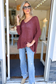 ADORA - Loose Fit V-Neck Boyfriend Sweater, Burgundy