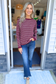 STACCATO - STRIPED WAFFLE SWEATER : BURGUNDY