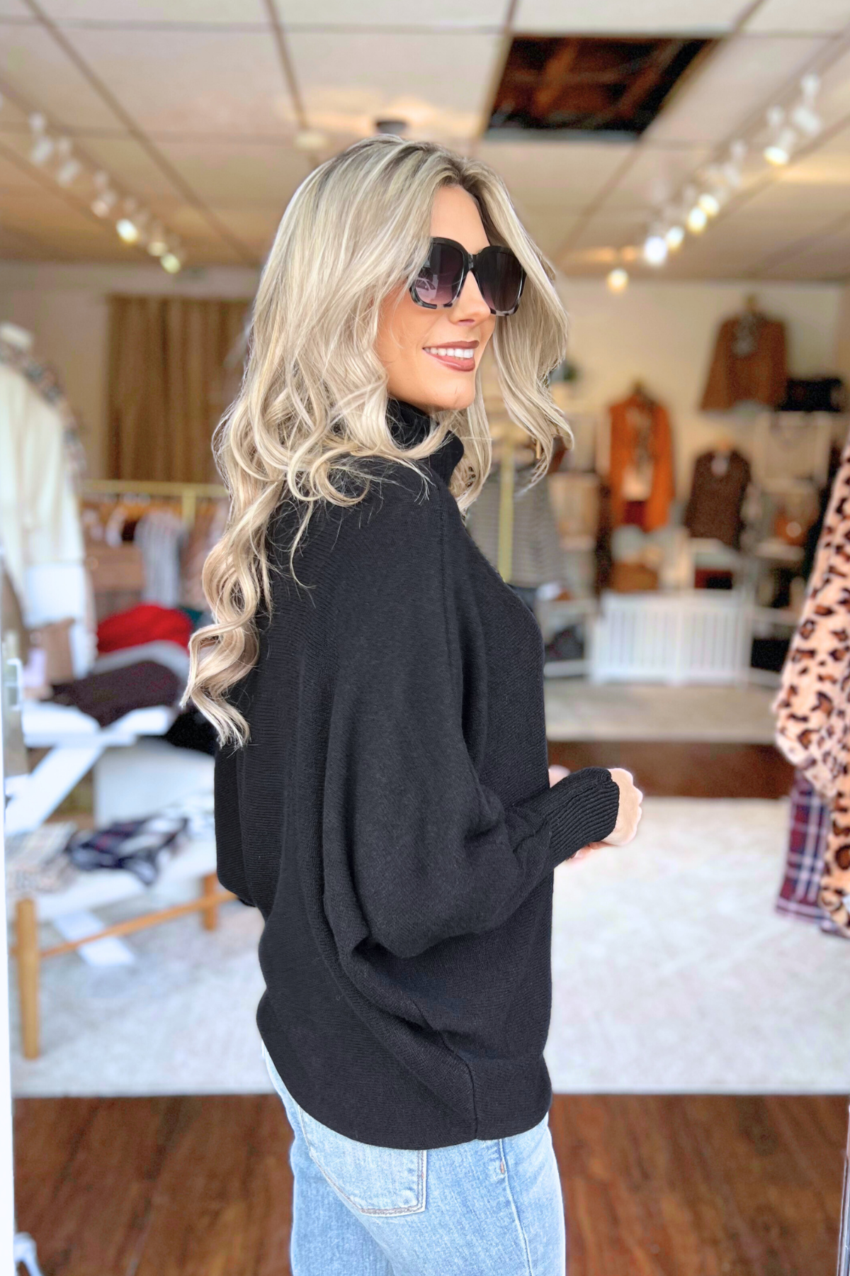THE PERFECT CASHMERE BLEND TURTLENECK SWEATER, Black (SHIPS IN 2-3 WEEKS)