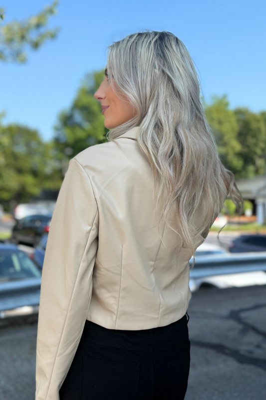 26 International - Soft Faux Leather Cropped Blazer