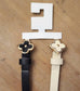 anbfashion - Duo Slim Simple Chic Clover Flower Buckle Leather Belt Set