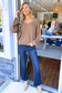 Blu Pepper - Exposed Seam V Neck Pullover Knit Sweater, TAN