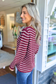 STACCATO - STRIPED WAFFLE SWEATER : BURGUNDY