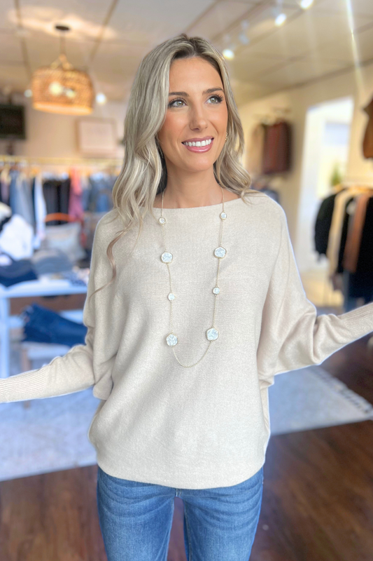 THE PERFECT CASHMERE BLEND SWEATER, Beige (SHIPS IN 2-3 DAYS!)