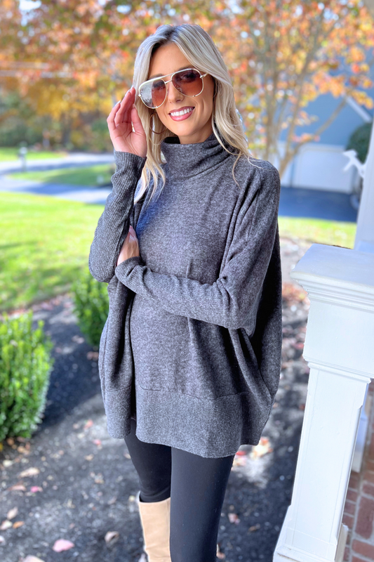 Wish You Were Here Tunic, Black  (SHIPS IN 1-2 WEEKS)