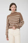 Blu Pepper - STRIPE MOCK NECK DROP SHOULDER KNIT SWEATER