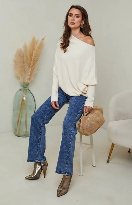 LÉA & LUC - ASYMETRICAL CASHMERE BLEND SWEATER (SHIPS IN 3-4 WEEKS)