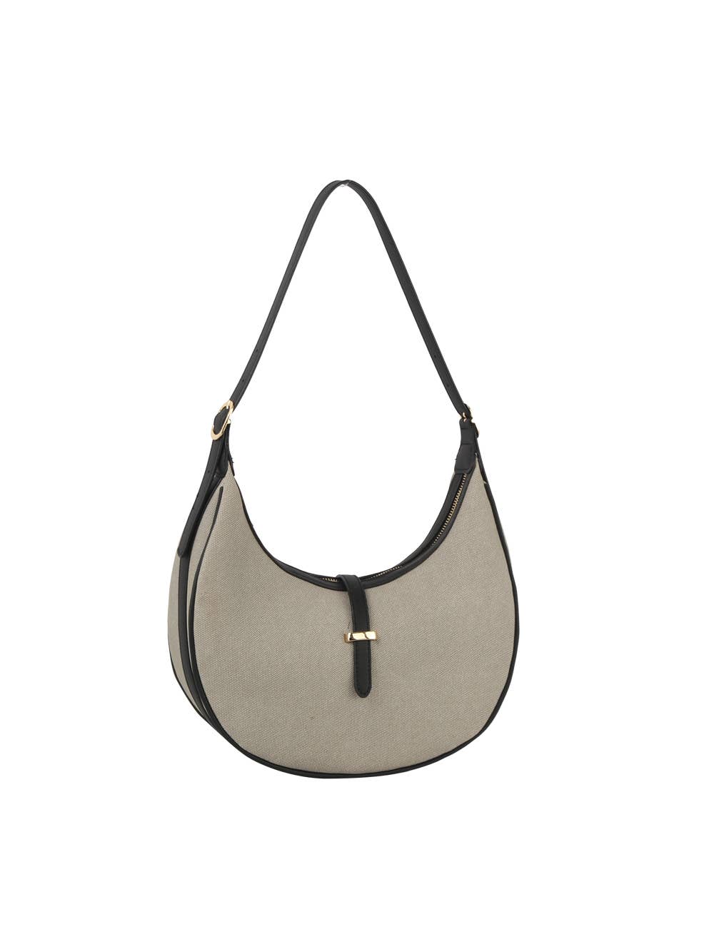HR CORP - Calin collection Canvas Vegan Leather Crescent Shoulder bag
