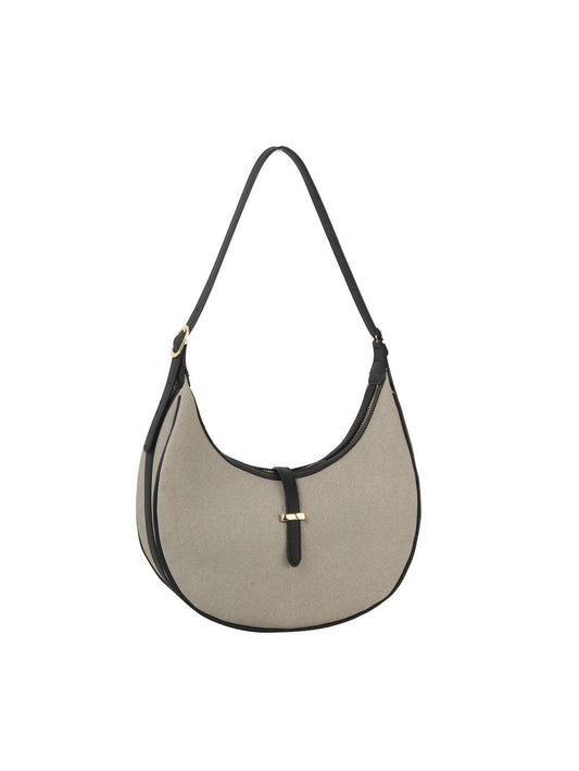 HR CORP - Calin collection Canvas Vegan Leather Crescent Shoulder bag