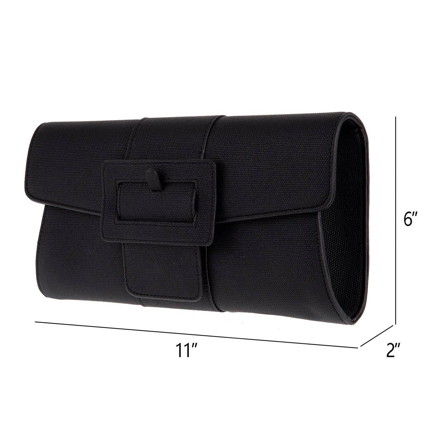 JNBFASHION.COM - Synthetic Leather Belted Envelope Clutch