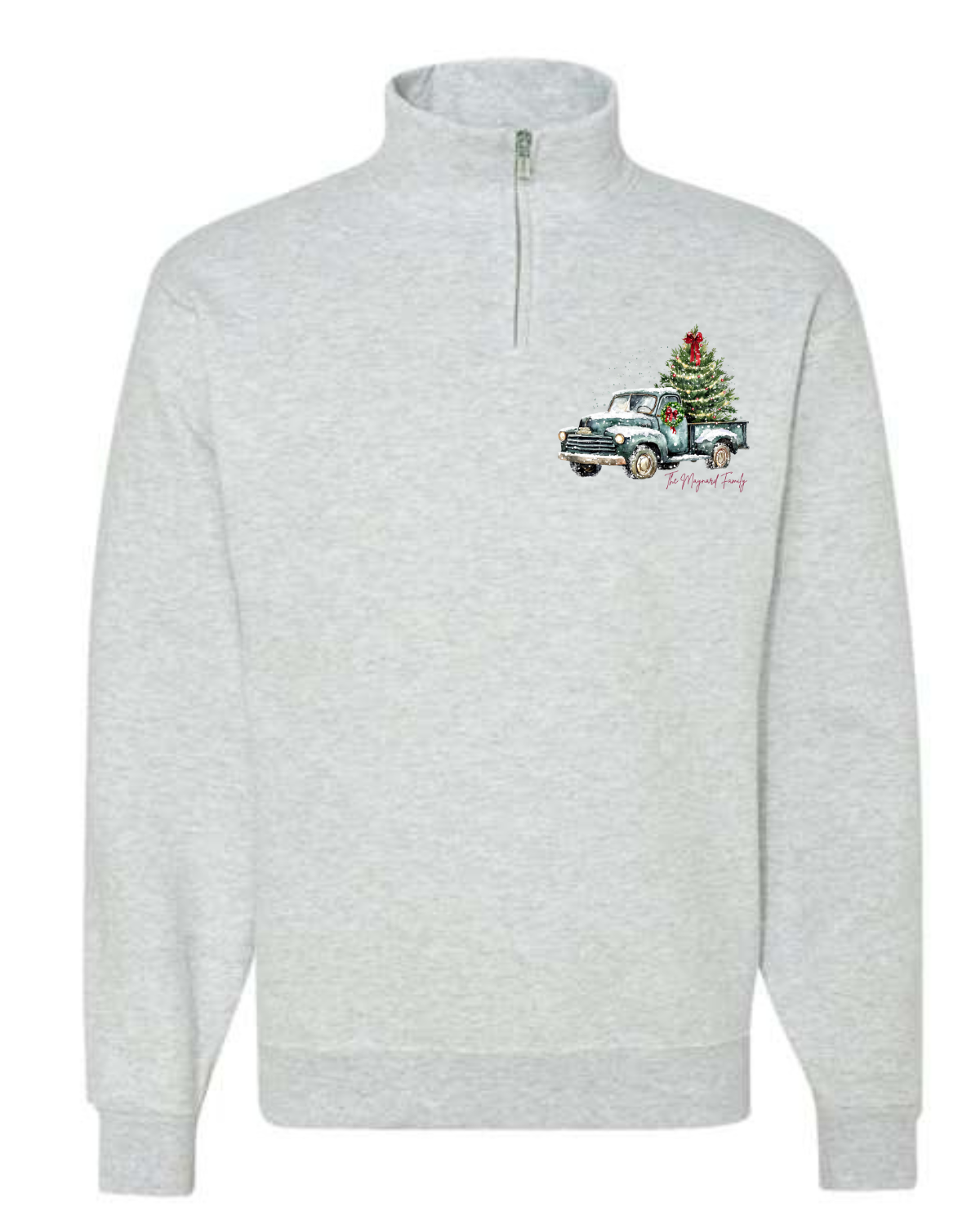 1/4 Zip Vintage Red or Green Truck, White or Grey Sweatshirt