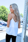 Active Basic | Active USA - V-neck with back Cross Strap Woven Cami Top