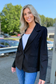 26 International - Ponte One Button Front /w Patch Pocket Blazer, Black