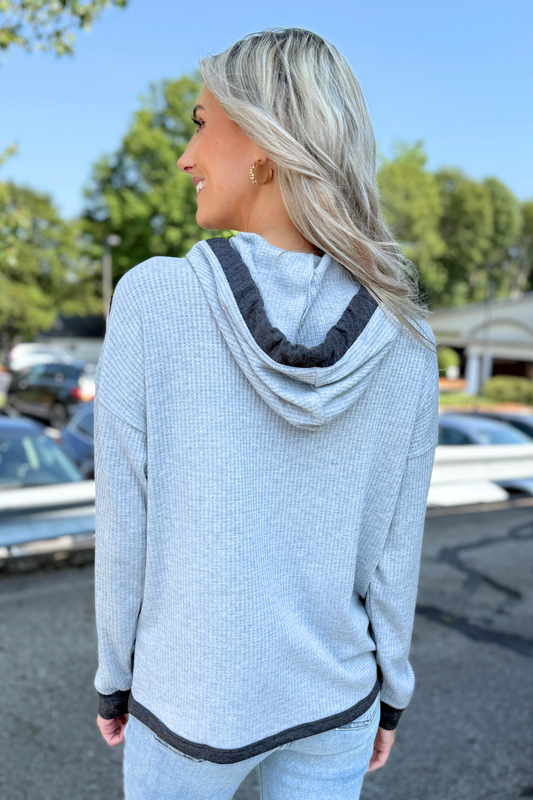 STACCATO - WAFFLE PULLOVER HOODIE TOP
