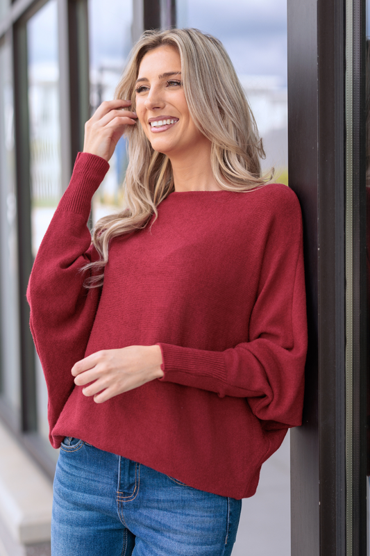 THE PERFECT CASHMERE BLEND SWEATER, Bordeaux  (SHIPS IN 2-3 DAYS!)