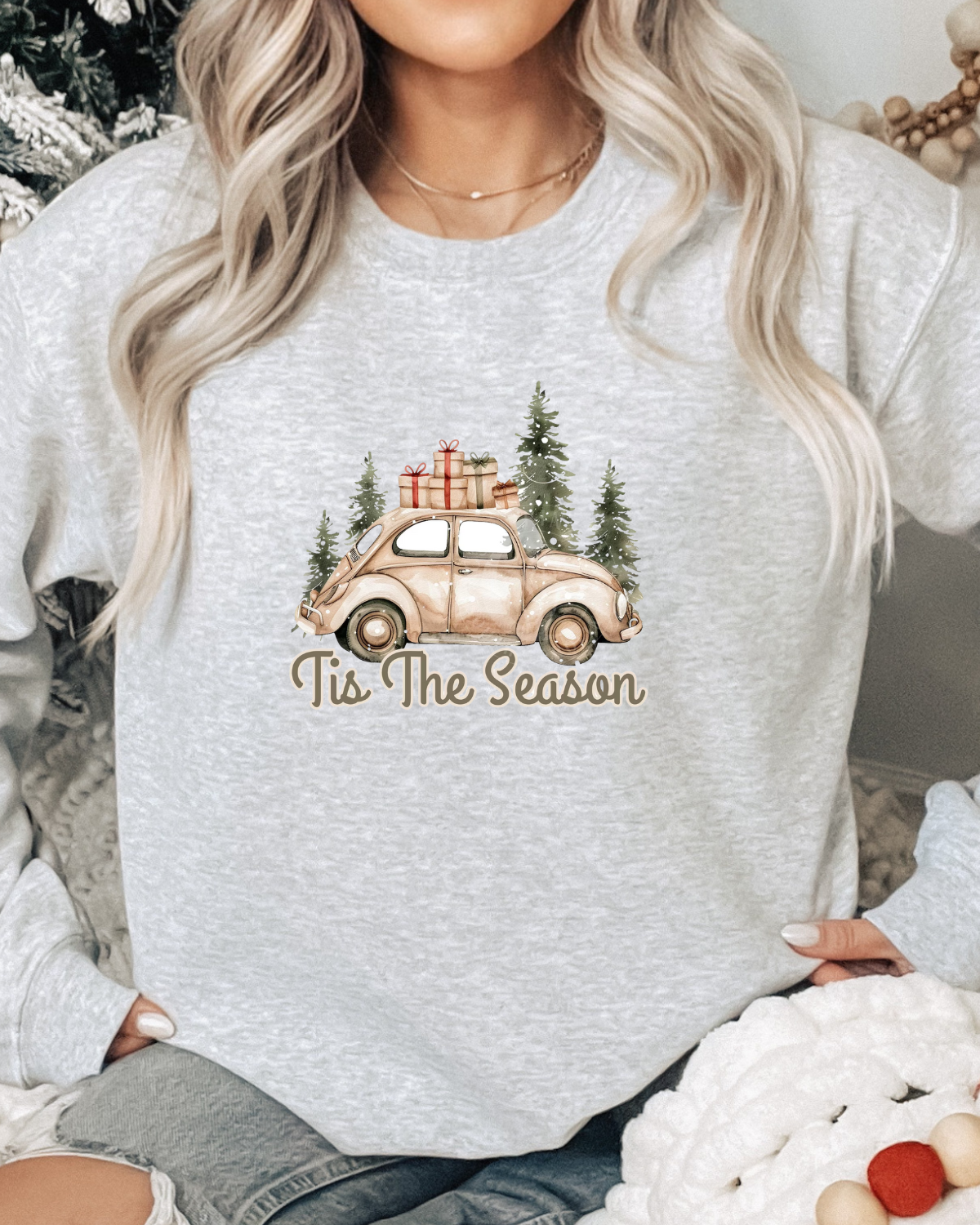 Vintage Beige Truck, Tis The Season, Super Soft Sweatshirt