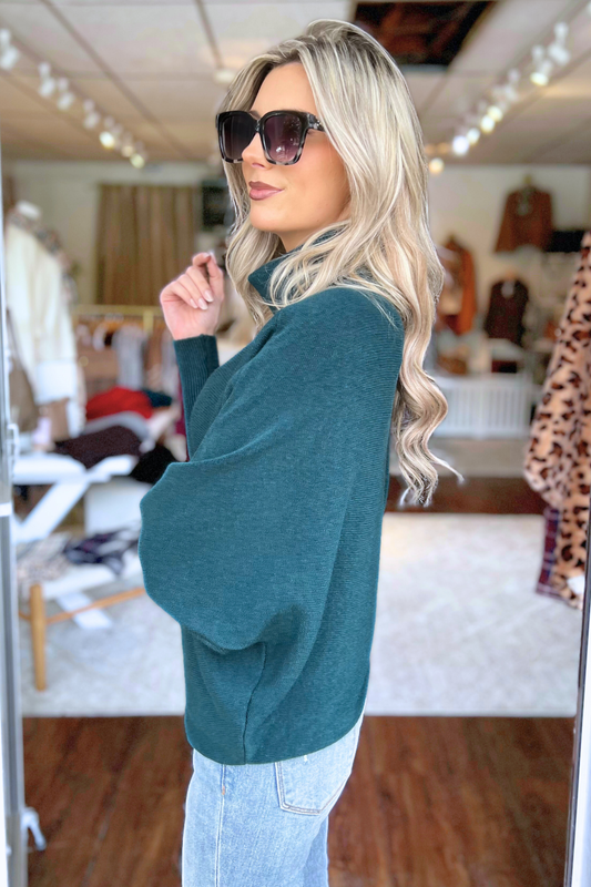 THE PERFECT CASHMERE BLEND TURTLENECK SWEATER, Dk Green (SHIPS IN 2-3 WEEKS)