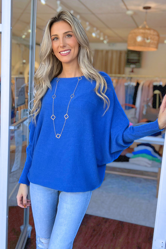 THE PERFECT CASHMERE BLEND SWEATER, Royal Blue (IN STOCK)