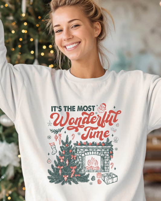 Vintage Most Wonderful Time of the Year, Long Sleeve T-Shirt, Natural