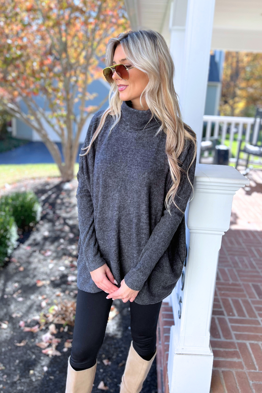 Wish You Were Here Tunic, Black  (SHIPS IN 1-2 WEEKS)