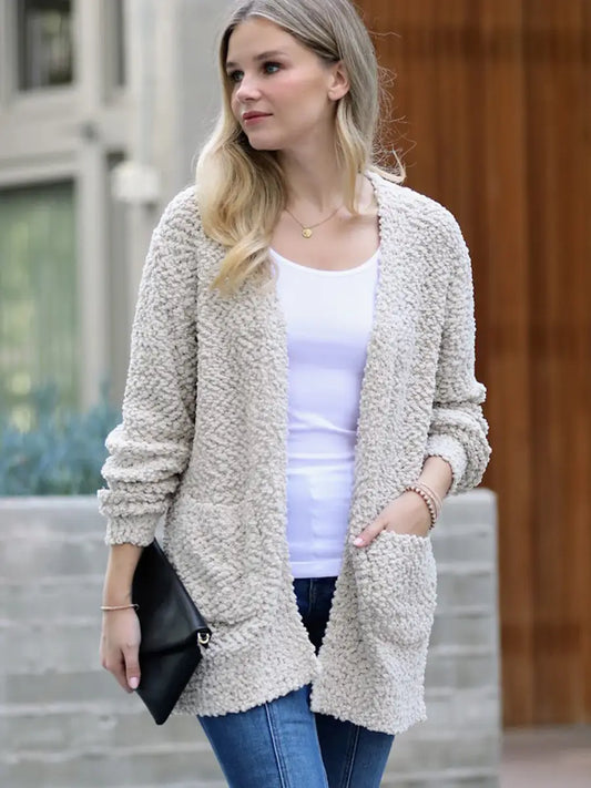 Popcorn Cardigan, Sand Beige