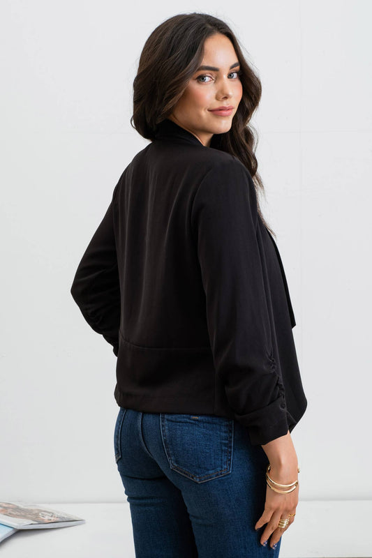 Blu Pepper - 3/4 ROUCHED SLEEVE BLAZER