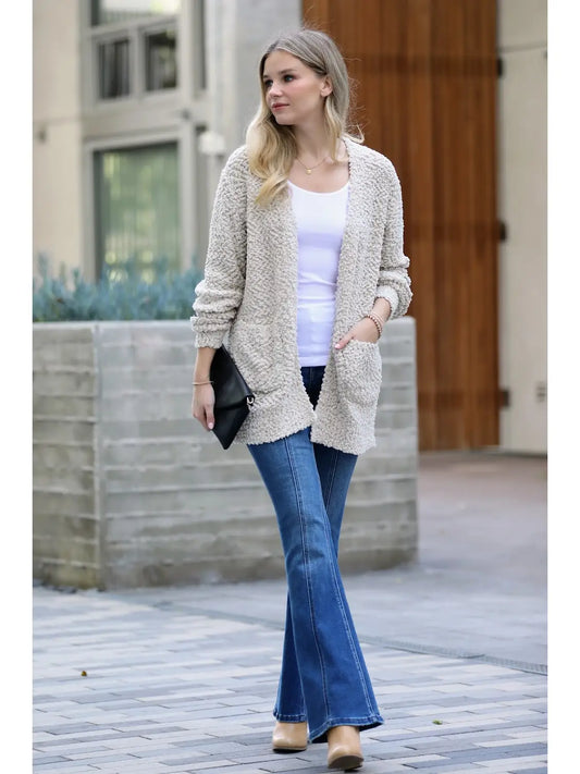 Popcorn Cardigan, Sand Beige