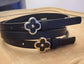 anbfashion - Duo Slim Simple Chic Clover Flower Buckle Leather Belt Set