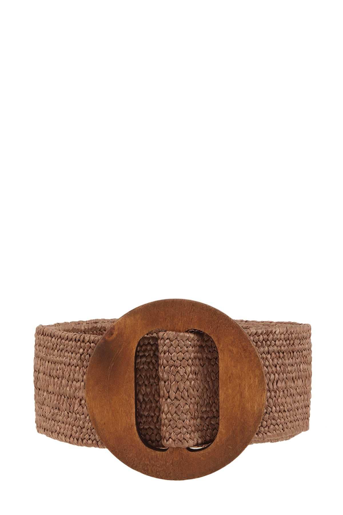 anbfashion - [RESTOCK] WOOD BUCKLE ELASTIC STRAW BELT