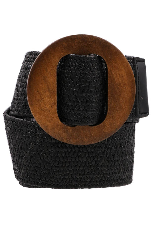 anbfashion - [RESTOCK] WOOD BUCKLE ELASTIC STRAW BELT
