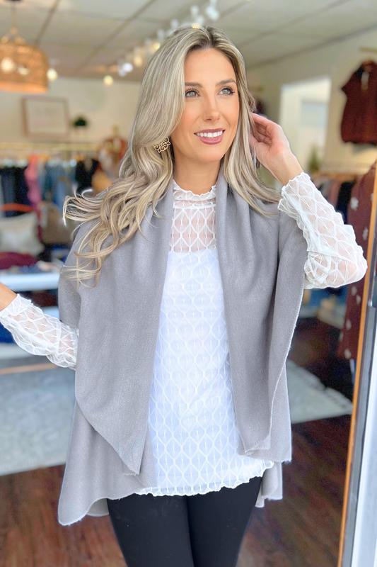 Can't Miss Me Wrap/Vest, L Grey (SHIPS IN 1-2 WEEKS)