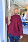 Blu Pepper - Exposed Seam V Neck Pullover Knit Sweater, BURGUNDY