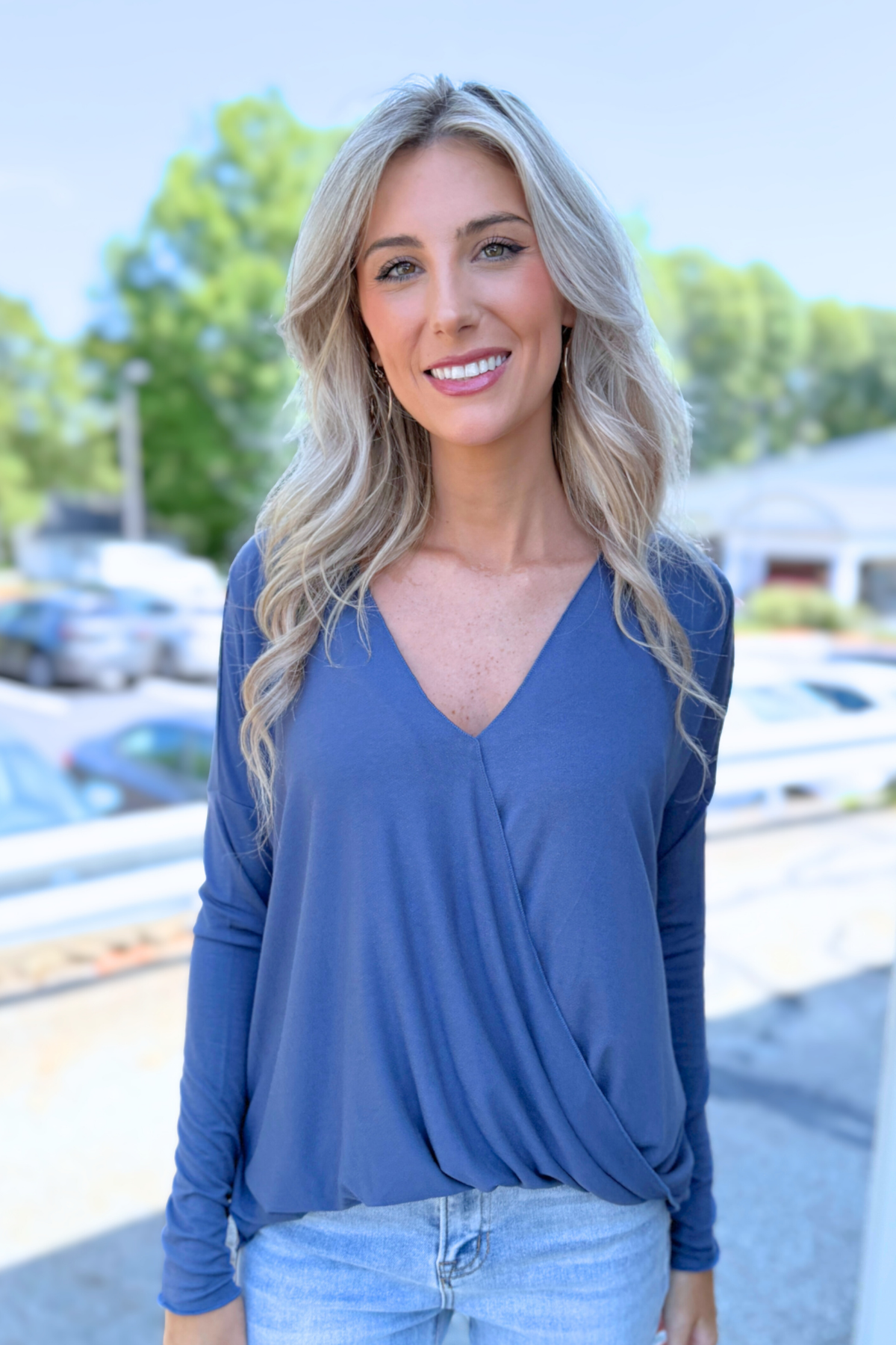 HYFVE - Draped Long Sleeve Surplice Top