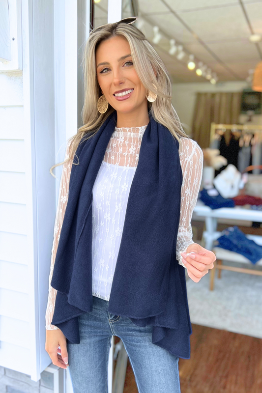 Can't Miss Me Wrap/Vest, Navy (SHIPS IN 1-2 WEEKS)